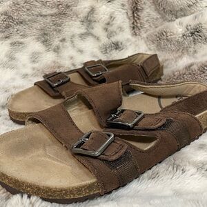 Stride Rite Brown Suede Double-Buckle Kids Sandals